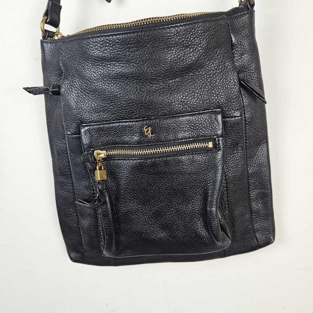 ELLIOTT LUCCA Gwen Leather Crossbody Purse Women's Black Gold Chain Strap Bag
